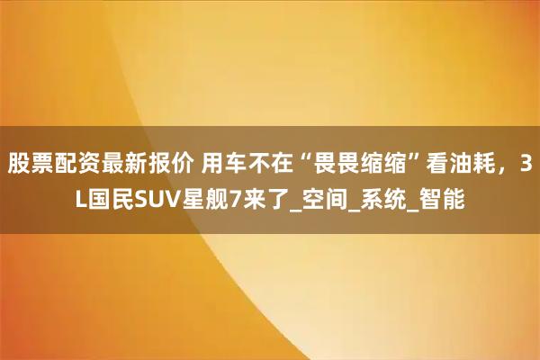 股票配资最新报价 用车不在“畏畏缩缩”看油耗，3L国民SUV星舰7来了_空间_系统_智能