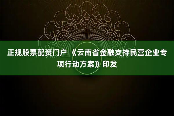 正规股票配资门户 《云南省金融支持民营企业专项行动方案》印发